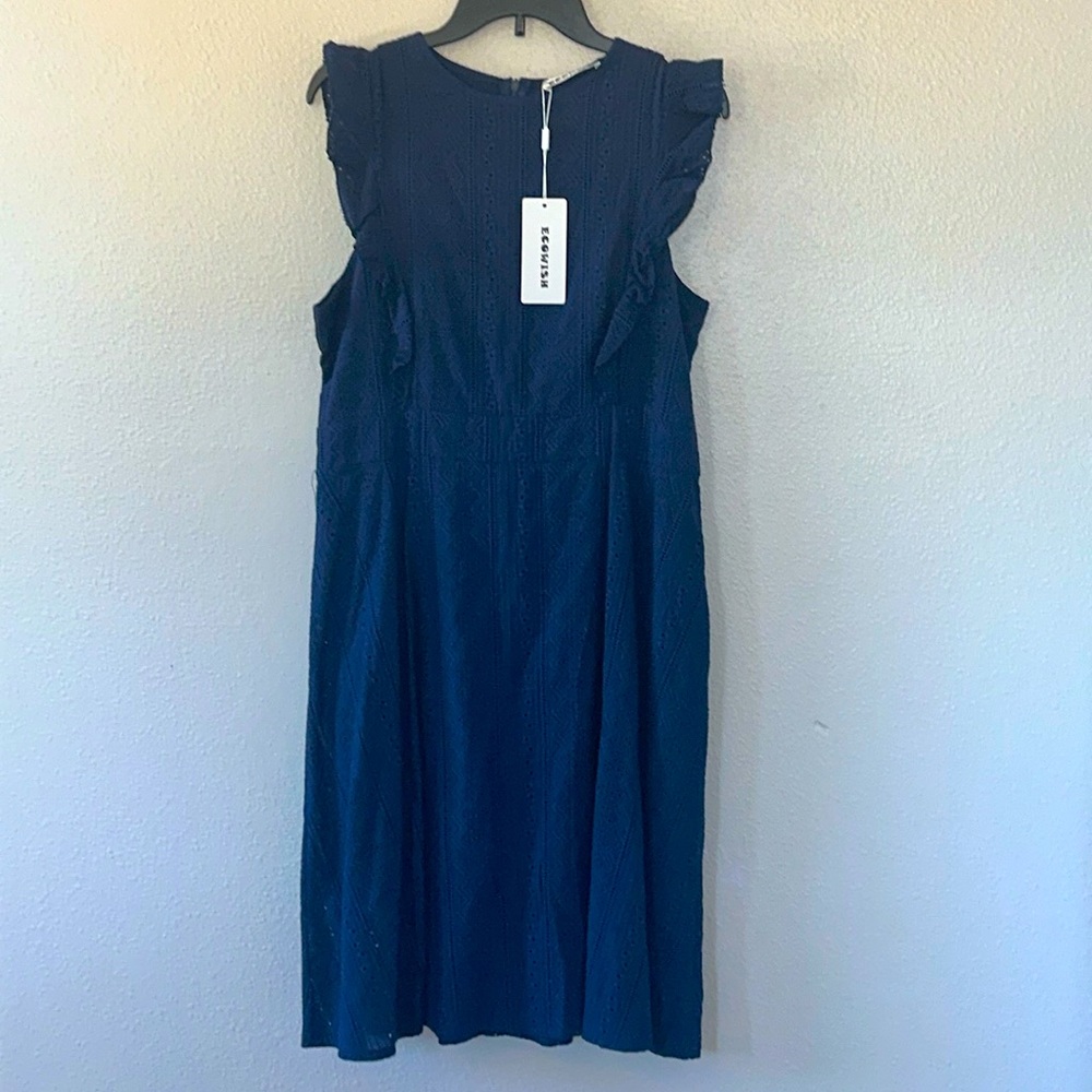 NWT Ecowish Navy eyelet dress, Size L